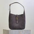 YSL 25S LE 5 À 7 SUPPLE SMALL 23 IN DARK GRAY SUEDE GOLD HARDWRE