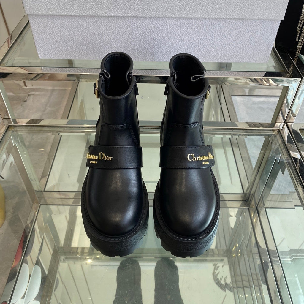 DIOR 25S D-QUEST ANKLE BOOT 35MM IN BLACK CALFSKIN