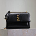 YSL 25S SUNSET BAG 22 IN BLACK CALFSKIN GOLD HARDWRE
